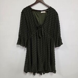A Beautiful Soul Womens Babydoll Mini Dress Size 14 16 A Forest Green Bell Boho‎